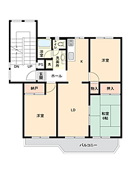 入間ビレジ5号棟 3LDKの間取図画像
