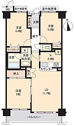 ロイヤルシャトー秦野元町 3LDKの間取図画像