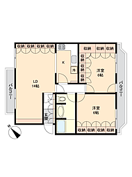 コープ所沢 2LDKの間取図画像