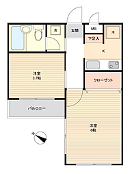 みずほ台宝ハイツ 2Kの間取図画像