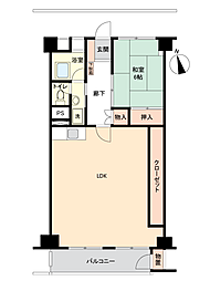 二俣川住宅 1LDKの間取図画像