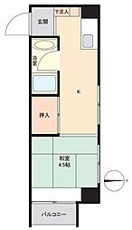 両国武蔵野マンション ワンルームの間取図画像