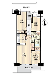 エステ・スクエア青葉の森4棟ウエストポート 2SLDKの間取図画像