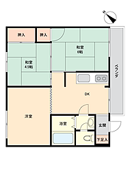 パークサイド鴻巣 2LDKの間取図画像
