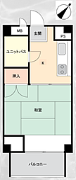 ビラ賢島D棟 1Kの間取図画像