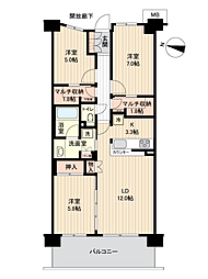 オーシャンステイツ湘南平塚オリビアシティ 3LDKの間取図画像