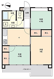 入間豊岡住宅2号棟 3Kの間取図画像