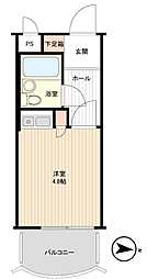 朝日プラザ武蔵ケ辻 ワンルームの間取図画像