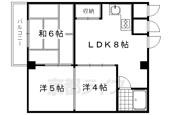 京都府京都市北区西賀茂北山ノ森町(賃貸マンション3DK・1階・45.00㎡)の写真 その2