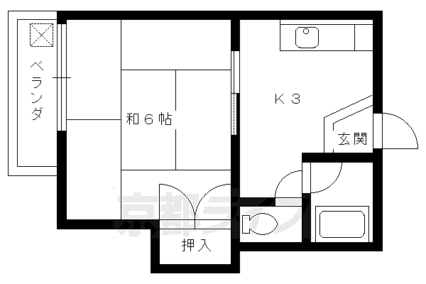 グラーベンハウゼ 107｜京都府京都市左京区下鴨南芝町(賃貸アパート1K・1階・20.31㎡)の写真 その2