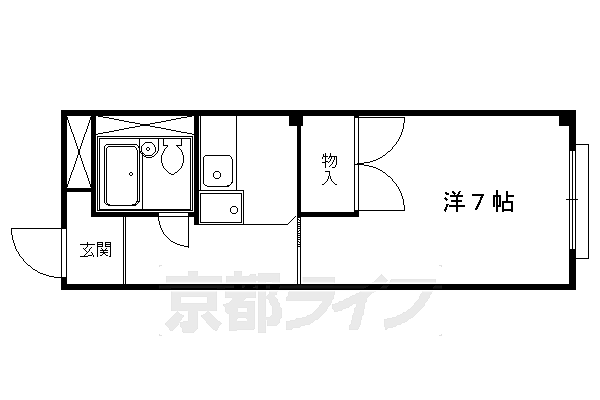 ジュンヒル 303｜京都府京都市左京区浄土寺東田町(賃貸マンション1K・3階・25.37㎡)の写真 その2