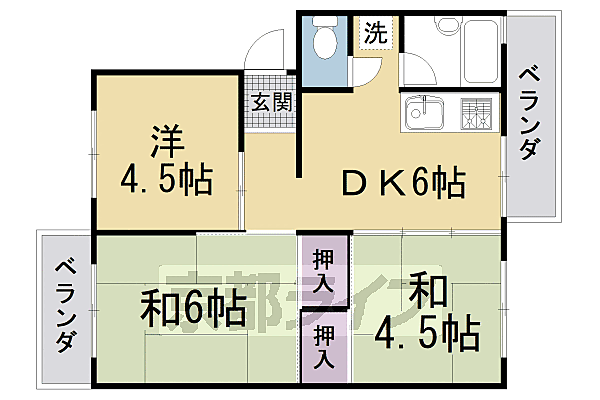 日農ハイツ 202｜京都府京都市左京区岩倉三宅町(賃貸マンション3DK・2階・48.00㎡)の写真 その2