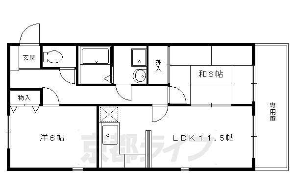 マンション・ウィステアリア 301｜京都府京都市左京区松ケ崎木ノ本町.(賃貸マンション2LDK・3階・64.00㎡)の写真 その2