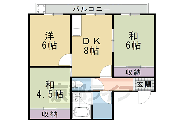 コンフォール北白川 2E｜京都府京都市左京区北白川堂ノ前町(賃貸マンション3LDK・2階・49.99㎡)の写真 その2