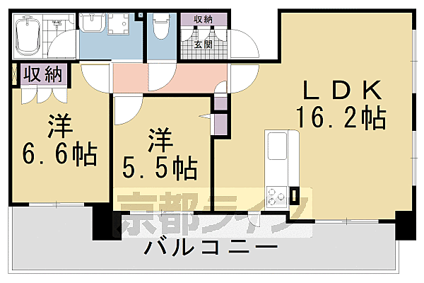 京都府京都市中京区姉小路通寺町西入丸屋町(賃貸マンション2LDK・4階・61.83㎡)の写真 その2