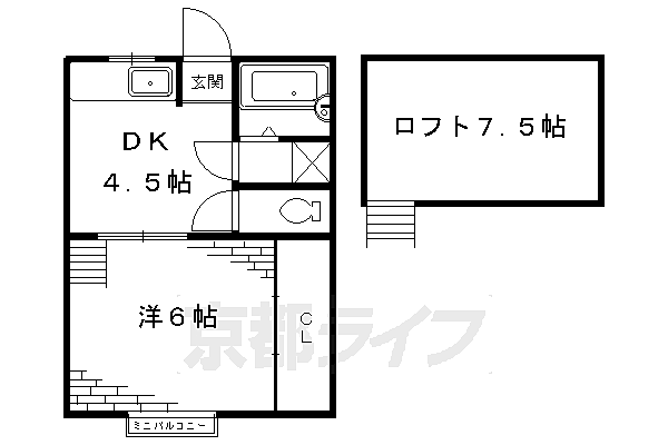 ＥＩＫＯハイツ 203｜京都府京都市左京区岩倉上蔵町(賃貸アパート1DK・2階・26.71㎡)の写真 その2