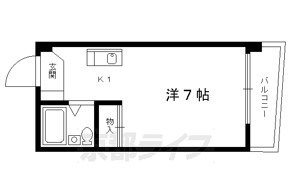 メゾンコーヨー 403｜京都府京都市左京区田中大堰町(賃貸マンション1R・4階・14.09㎡)の写真 その2