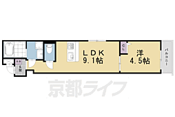 京都市営烏丸線 四条駅 徒歩10分の賃貸マンション 4階1LDKの間取り