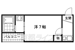 京都市営烏丸線 四条駅 徒歩3分の賃貸マンション 4階1Kの間取り