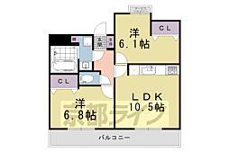 Ａｌｐｈａ鴨川 5階2LDKの間取り