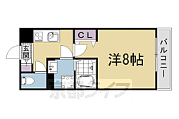 ヴィラ京大北　II 204 2階1Kの間取り