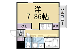 ａｔｔｒｉｃｅ一乗寺 2階1Kの間取り