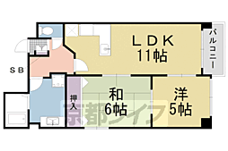 京都地下鉄東西線 西大路御池駅 徒歩1分の賃貸マンション 1階2LDKの間取り