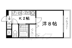 京都市営烏丸線 北山駅 徒歩5分の賃貸マンション 4階1Kの間取り