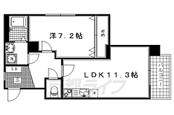 京都市営烏丸線 鞍馬口駅 徒歩1分の賃貸マンション 4階1LDKの間取り
