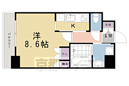エスリード烏丸五条駅前 1Kの間取図画像