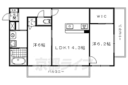 北山モノムジカ 2LDKの間取図画像