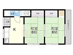 高塚荘B棟 2Kの間取図画像