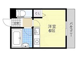 シャ・トリコロール千里丘東2 ワンルームの間取図画像