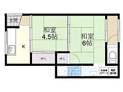 旭第1ハイツ 2DKの間取図画像