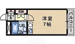 千里山ビレッヂ ワンルームの間取図画像