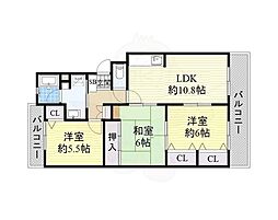 グランドモナーク 3LDKの間取図画像