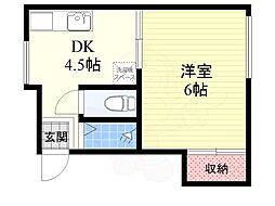 山村コーポ 1DKの間取図画像