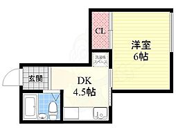 山村コーポ 1DKの間取図画像