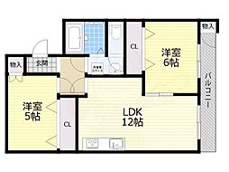 吹東マンション 2LDKの間取図画像