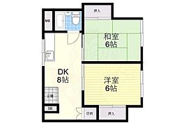 村瀬マンション 2DKの間取図画像