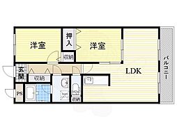 リュイール千里 2LDKの間取図画像