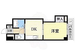 正雀グランドハイツ北 1DKの間取図画像