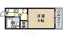 スカイブルー 1Kの間取図画像