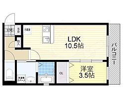 LOUISAPARTMENT吹田東RIVERPARK 1LDKの間取図画像