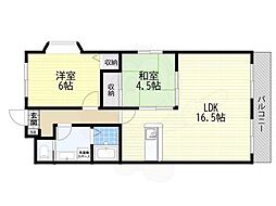 ボヌゥール2 2LDKの間取図画像