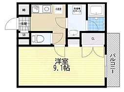 プラウド千里山 1Kの間取図画像