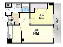 大神ハイツ 1LDKの間取図画像