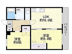 アンデュノール千里 2LDKの間取図画像
