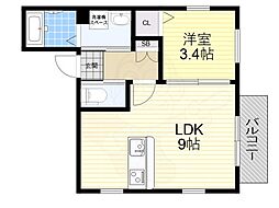 吹田市朝日が丘町アパート 1LDKの間取図画像