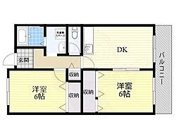 千里ロイヤルハイツ 2DKの間取図画像